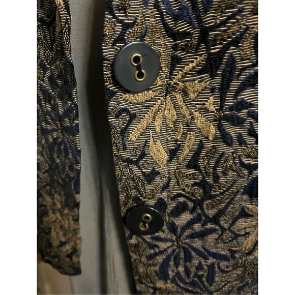 Habitat Blue & Gold Tapestry Boxy Art to Wear Jacket Size M - Picture 4 of 7